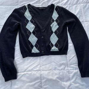 Brandy Melville Cardigan, Navy Blue, Light Blue, and white button up, OS